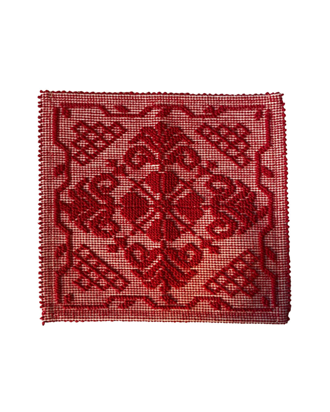 Cotton placemat handmade handcrafted red