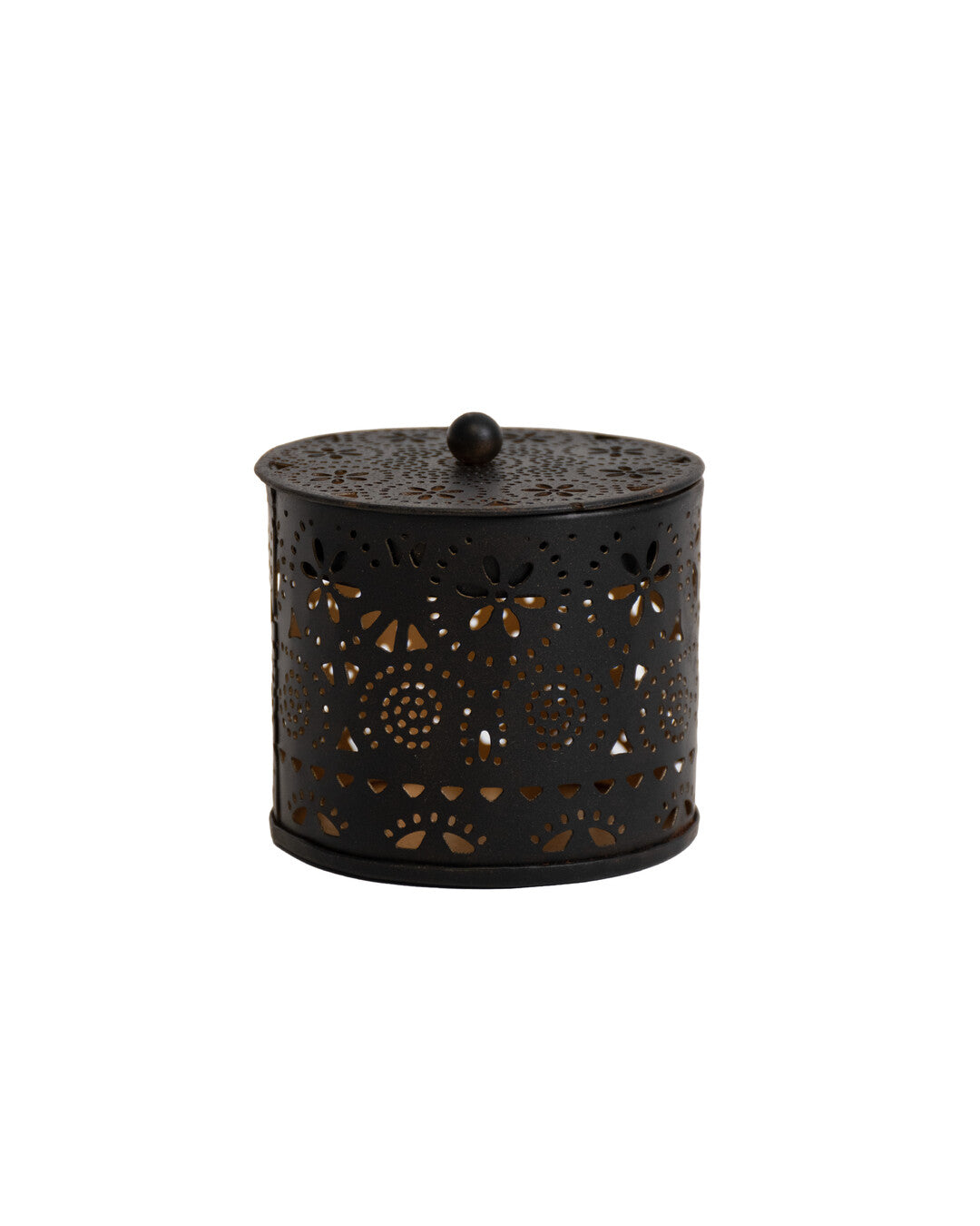 Metal Candle Holder with Lid