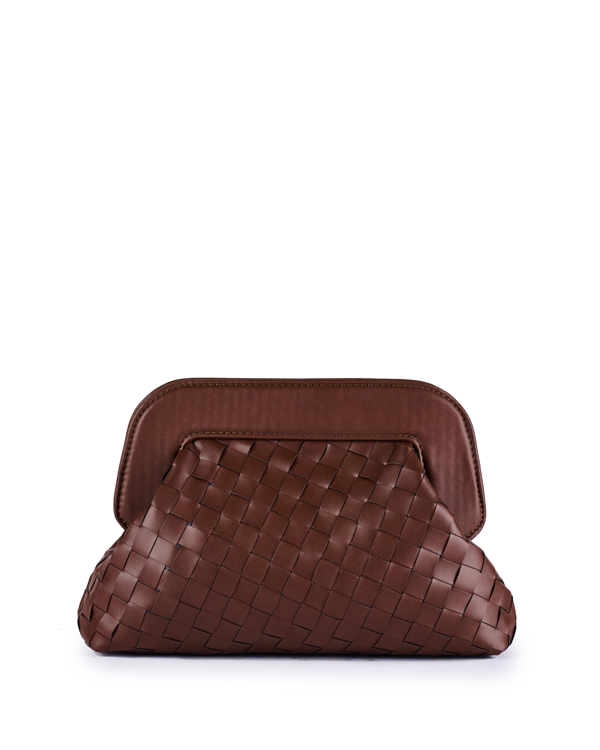 ViaMailBag Vegan leather woven bag with snap closure