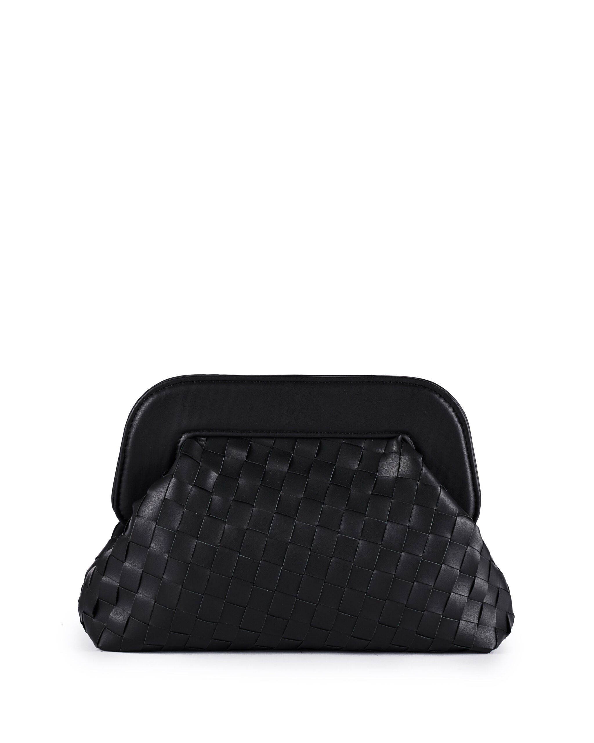 ViaMailBag Vegan leather woven bag with snap closure