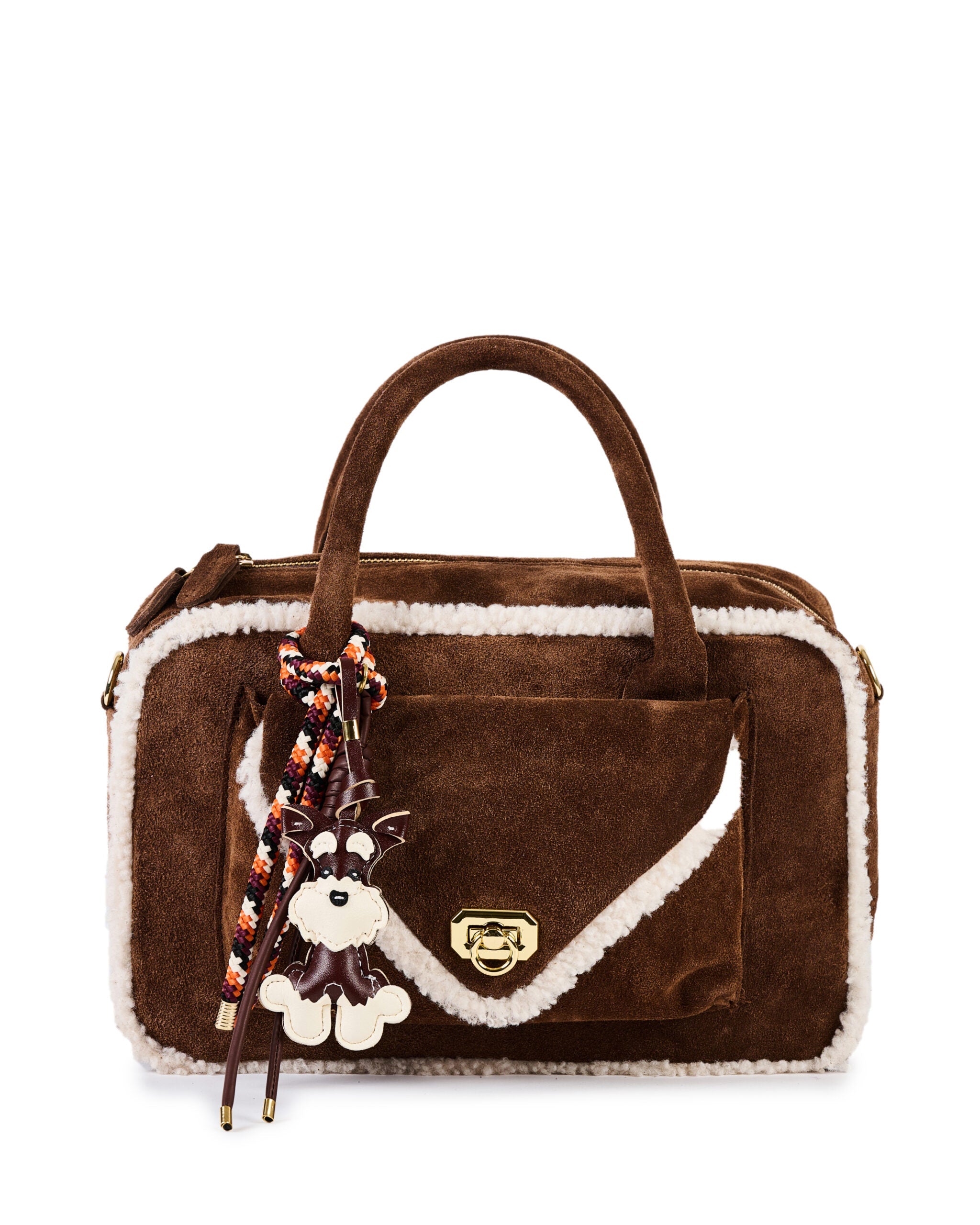 ViaMailBag Suede bag with eco teddy details