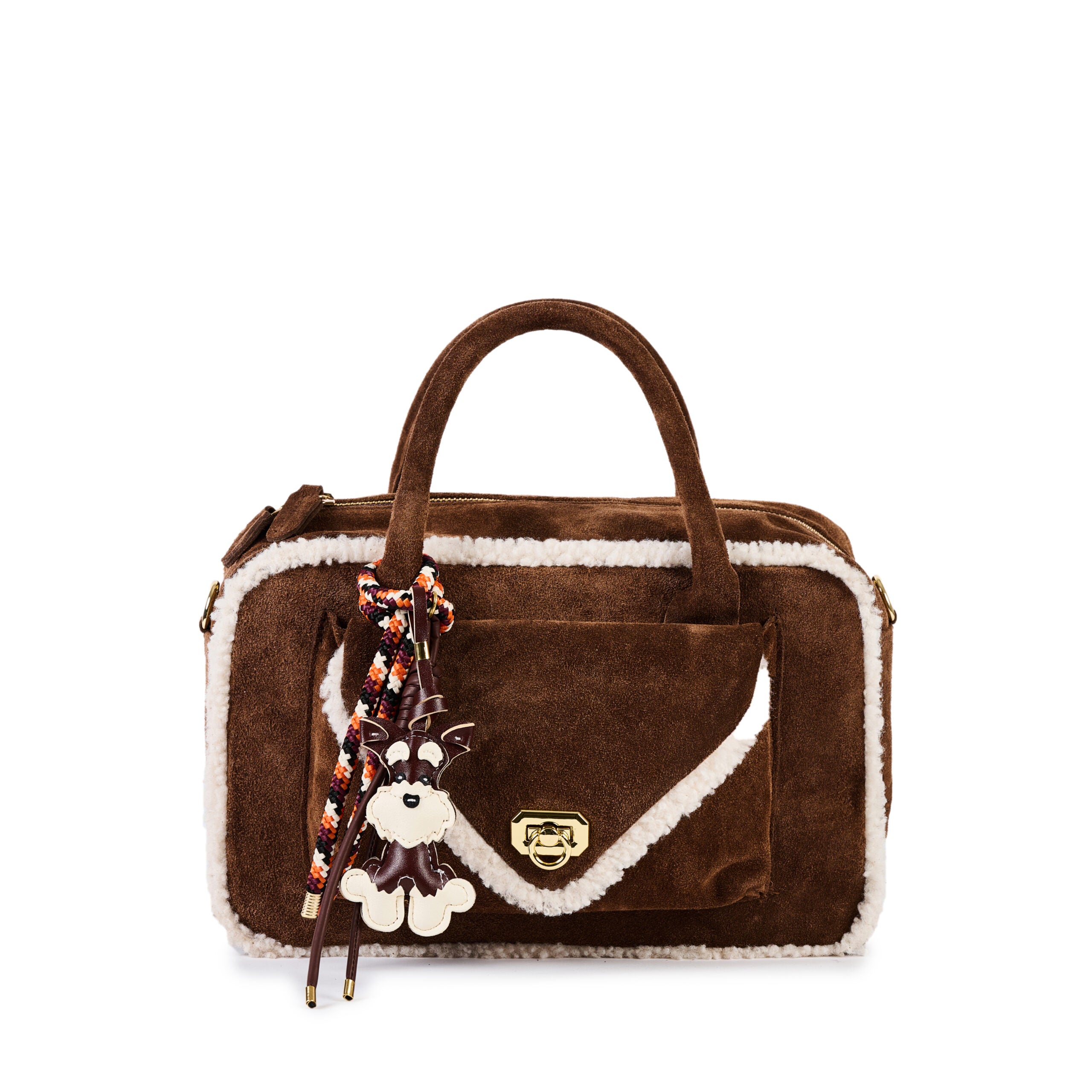 ViaMailBag Suede bag with eco teddy details
