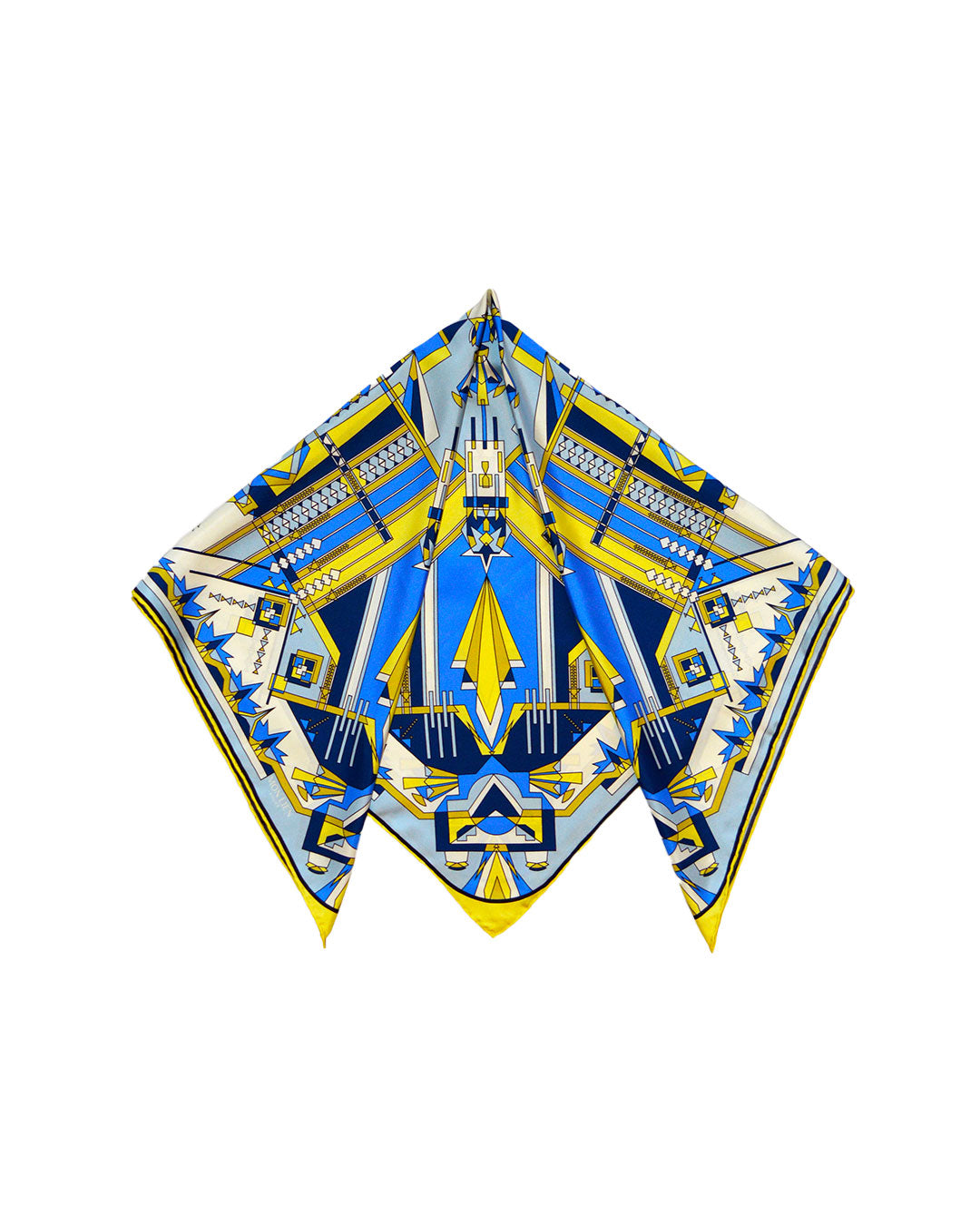 Foulard carré in silk - Il sentiero misterioso - giallo e blu