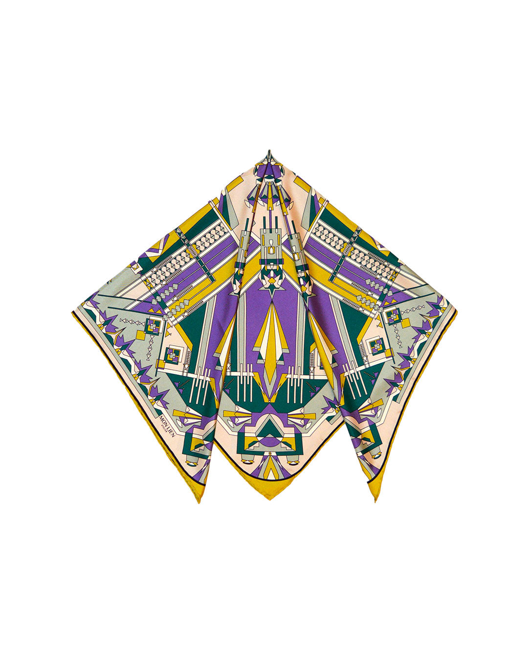Foulard carré in silk - Il sentiero misterioso - viola e verde