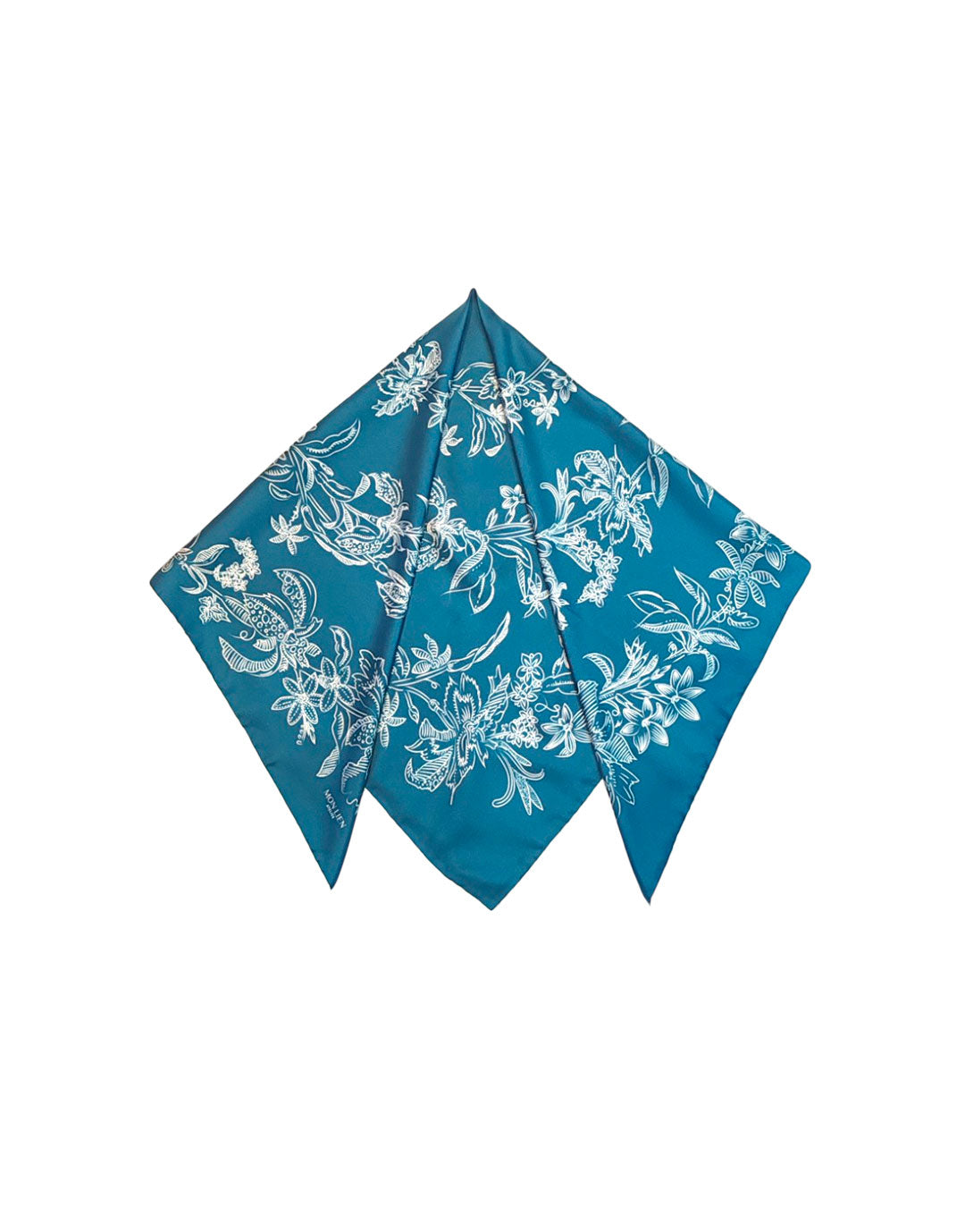 Foulard carré in silk - Il sogno floreale - ottanio e avorio
