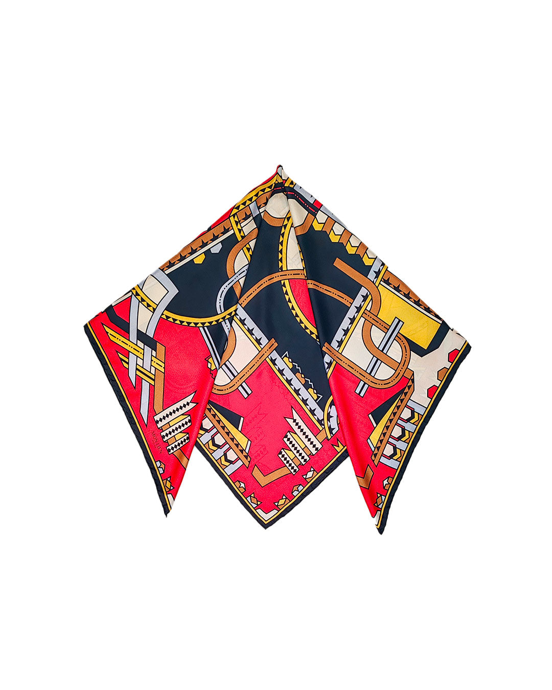 Foulard carré in silk - I nastri danzanti - rosso e giallo oro