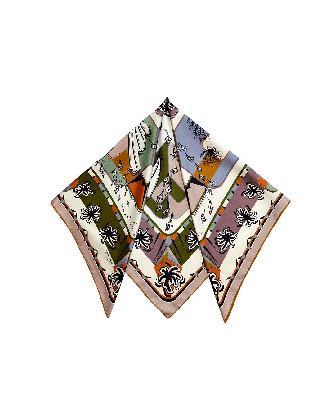 Foulard carré in silk - L'ebbrezza del volo - avorio e terra