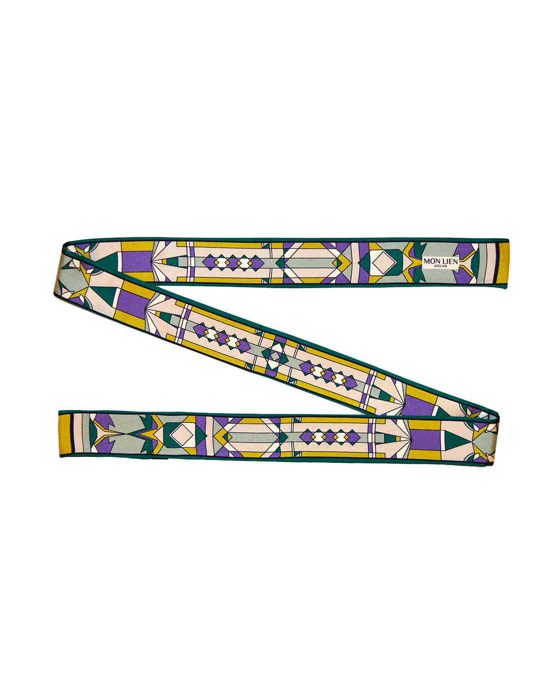 Sash in silk - Il sentiero misterioso - viola e verde