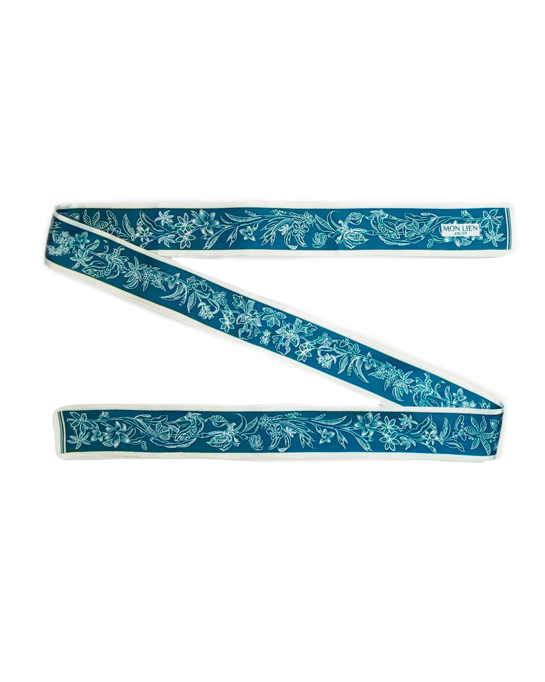 Sash in silk - Il sogno floreale - ottanio e avorio