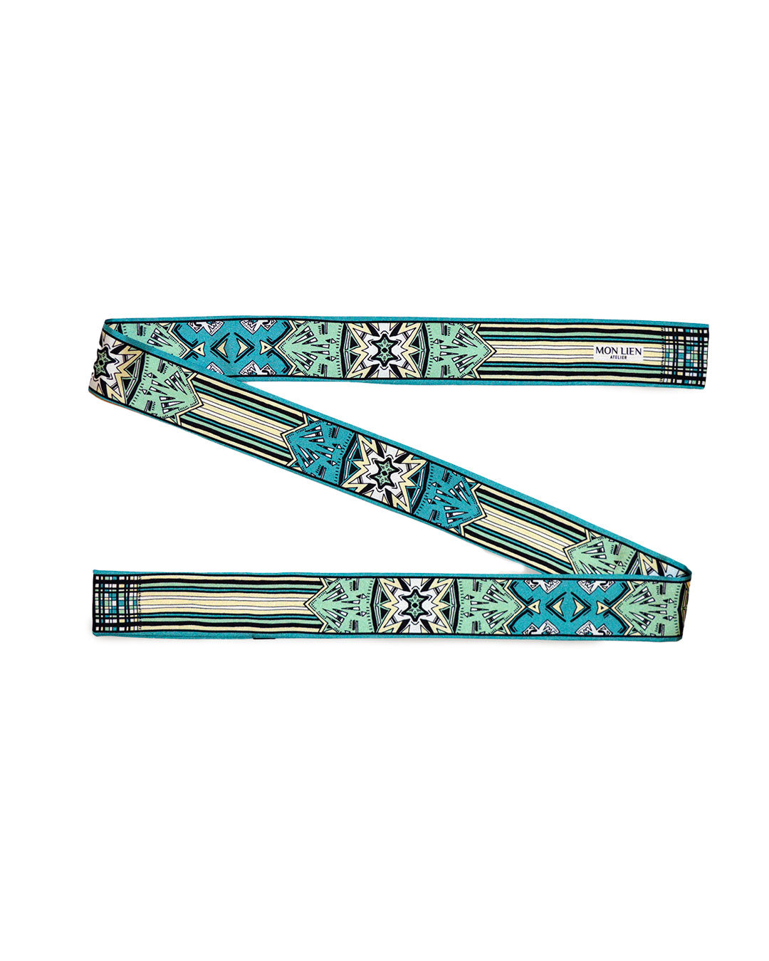 Sash in silk - La testa tra le stelle - turchese e ottanio