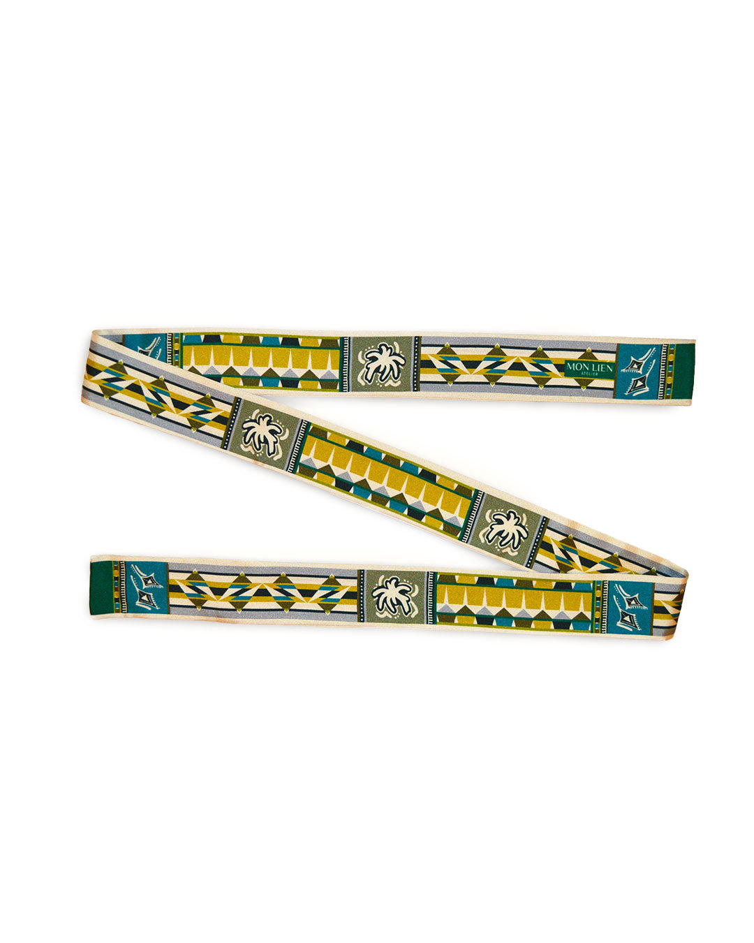 Sash in silk - L'ebbrezza del volo - verde e ocra