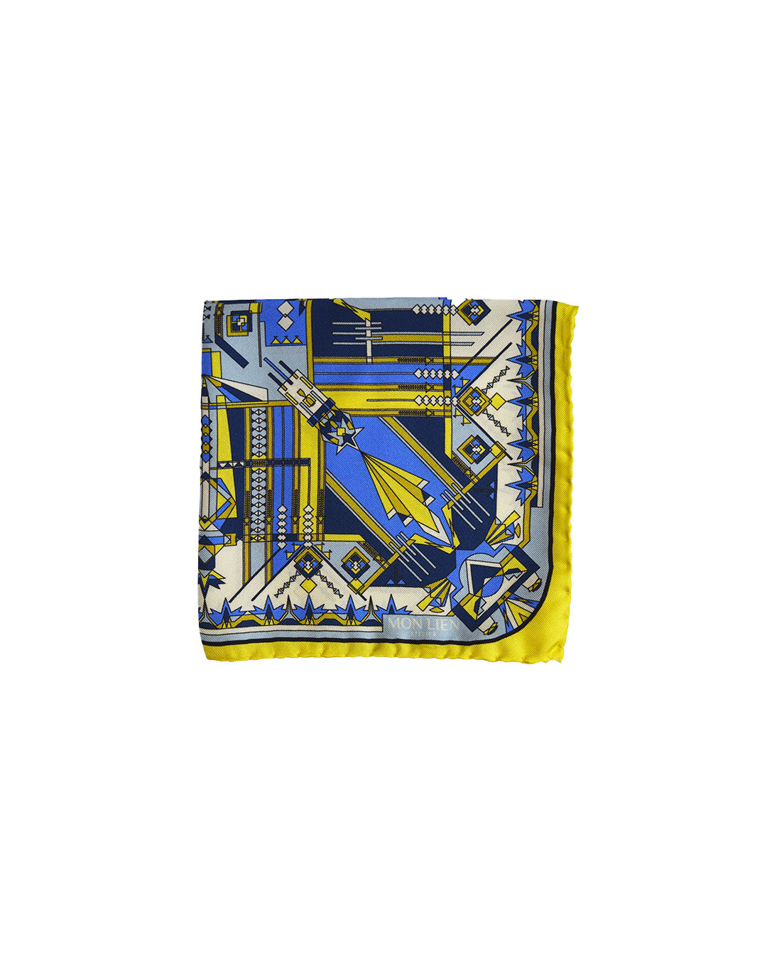 Pocket square in silk - Il sentiero misterioso - giallo e blu