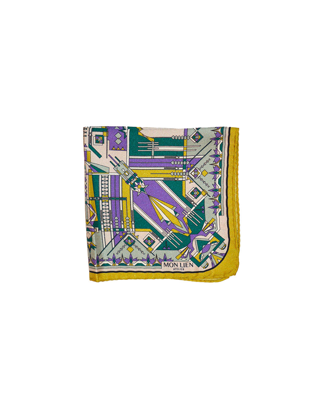 Pocket square in silk - Il sentiero misterioso - viola e verde