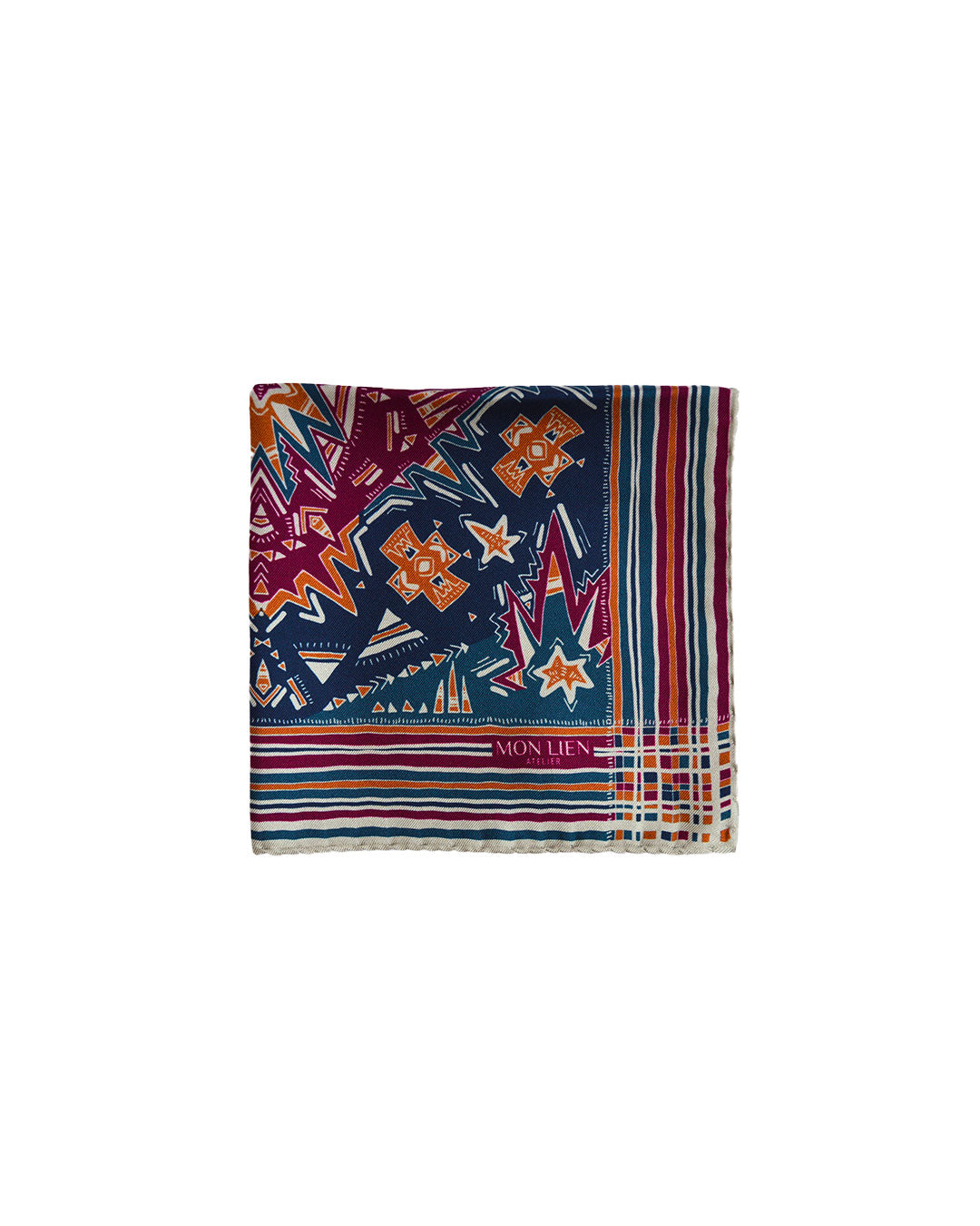 Pocket square in silk - La testa tra le stelle - blu e bordeaux