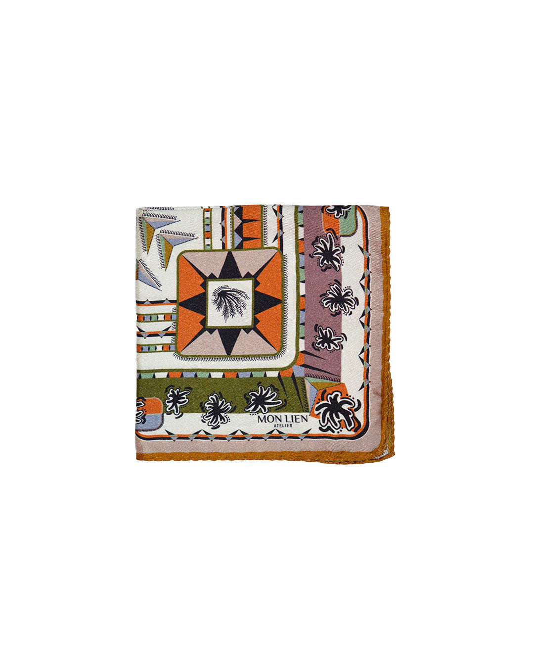 Pocket square in silk - L'ebbrezza del volo - avorio e terra