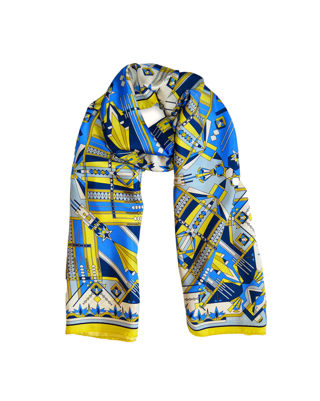Stole in silk - Il sentiero misterioso - giallo e blu