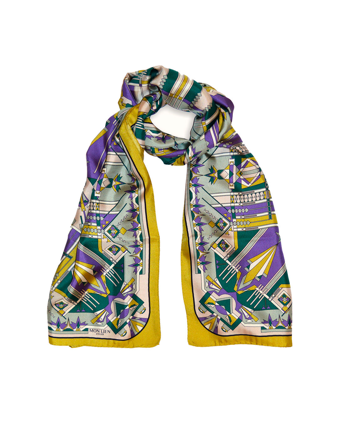 Stole in silk - Il sentiero misterioso - viola e verde