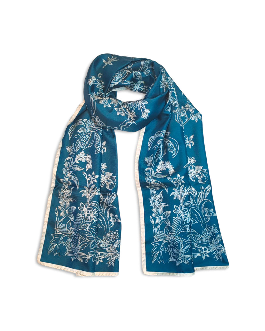 Stole in silk - Il sogno floreale - ottanio e avorio