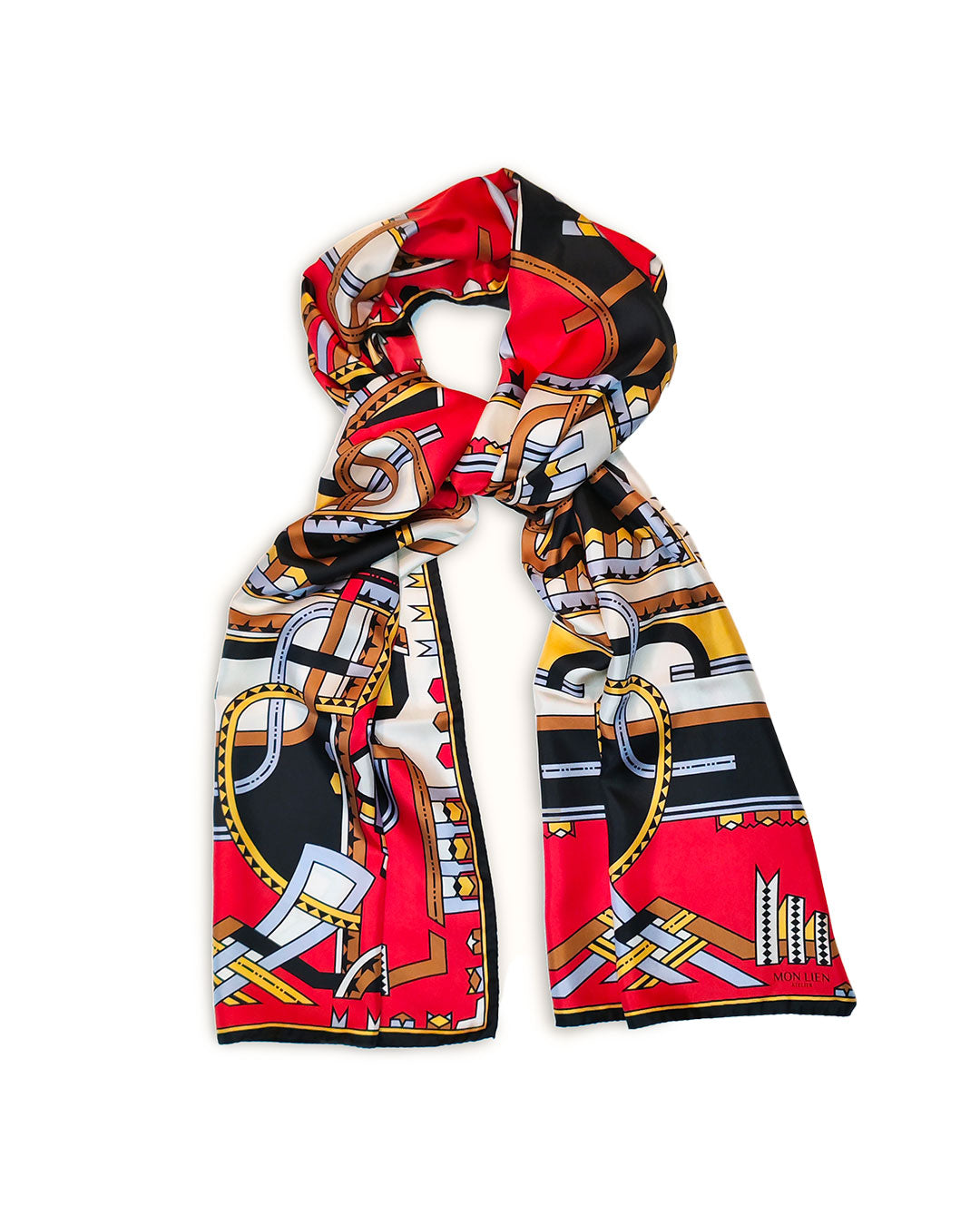 Stole in silk - I nastri danzanti - rosso e giallo oro
