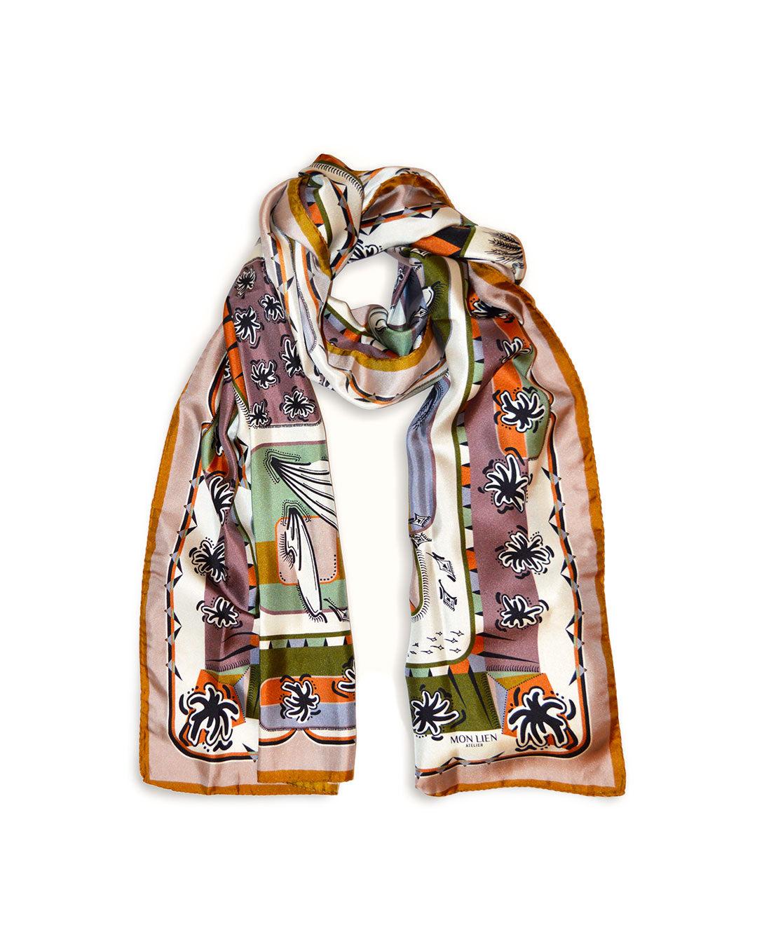 Stole in silk - L'ebbrezza del volo - avorio e terra