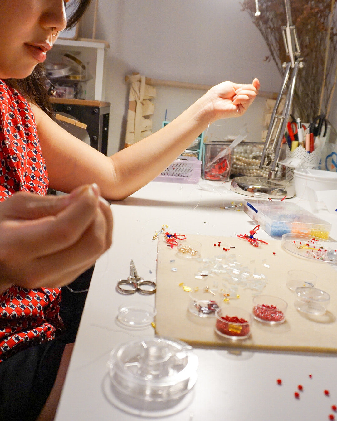 FLORS 05 - Pansy beaded earrings