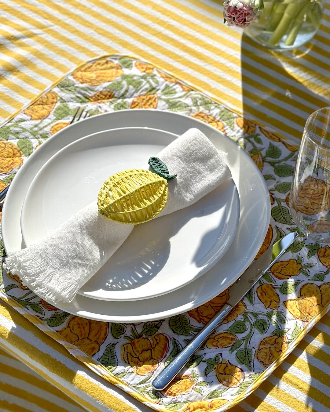 Lemon napkin ring set