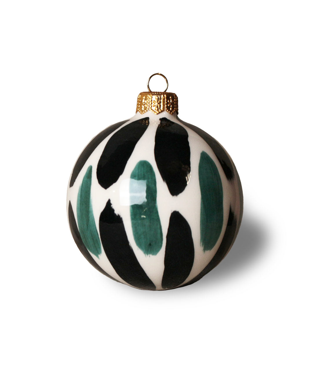 Noelia Christmas Ball - Green & Black brushstrokes