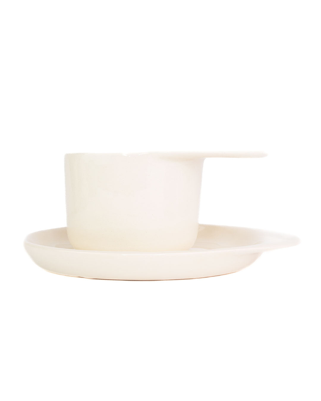 Ameno Tea Cup white with Plate_pottery_nu ceramica