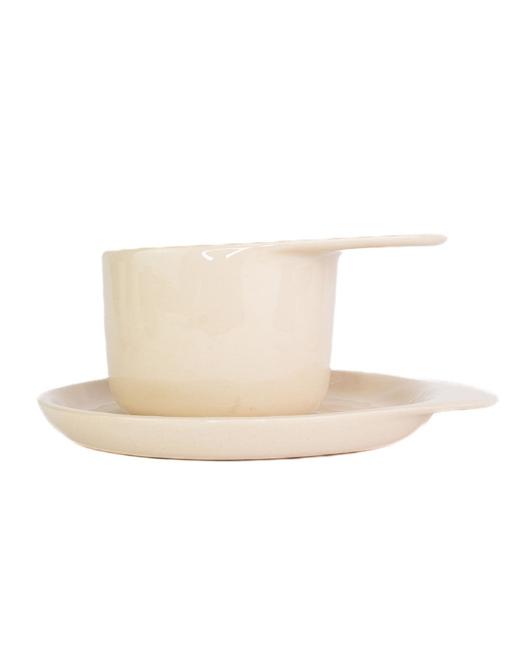Ameno Tea Cup beige with Plate_pottery_nu ceramica