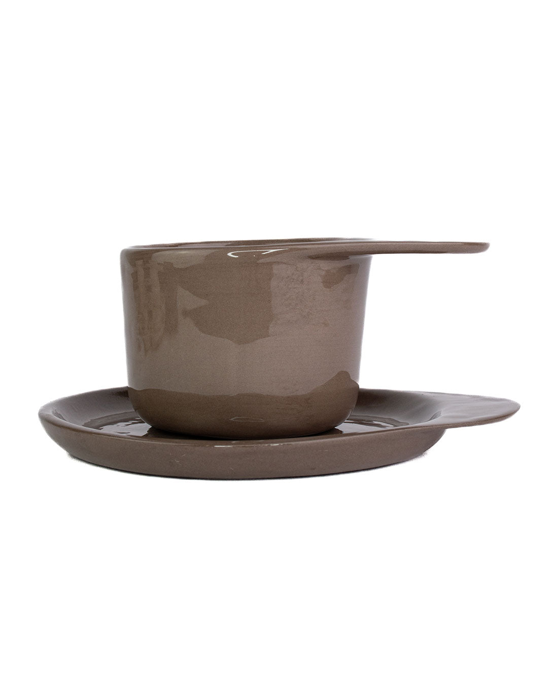 Ameno Espresso Cup brown with Plate_pottery_nu ceramica