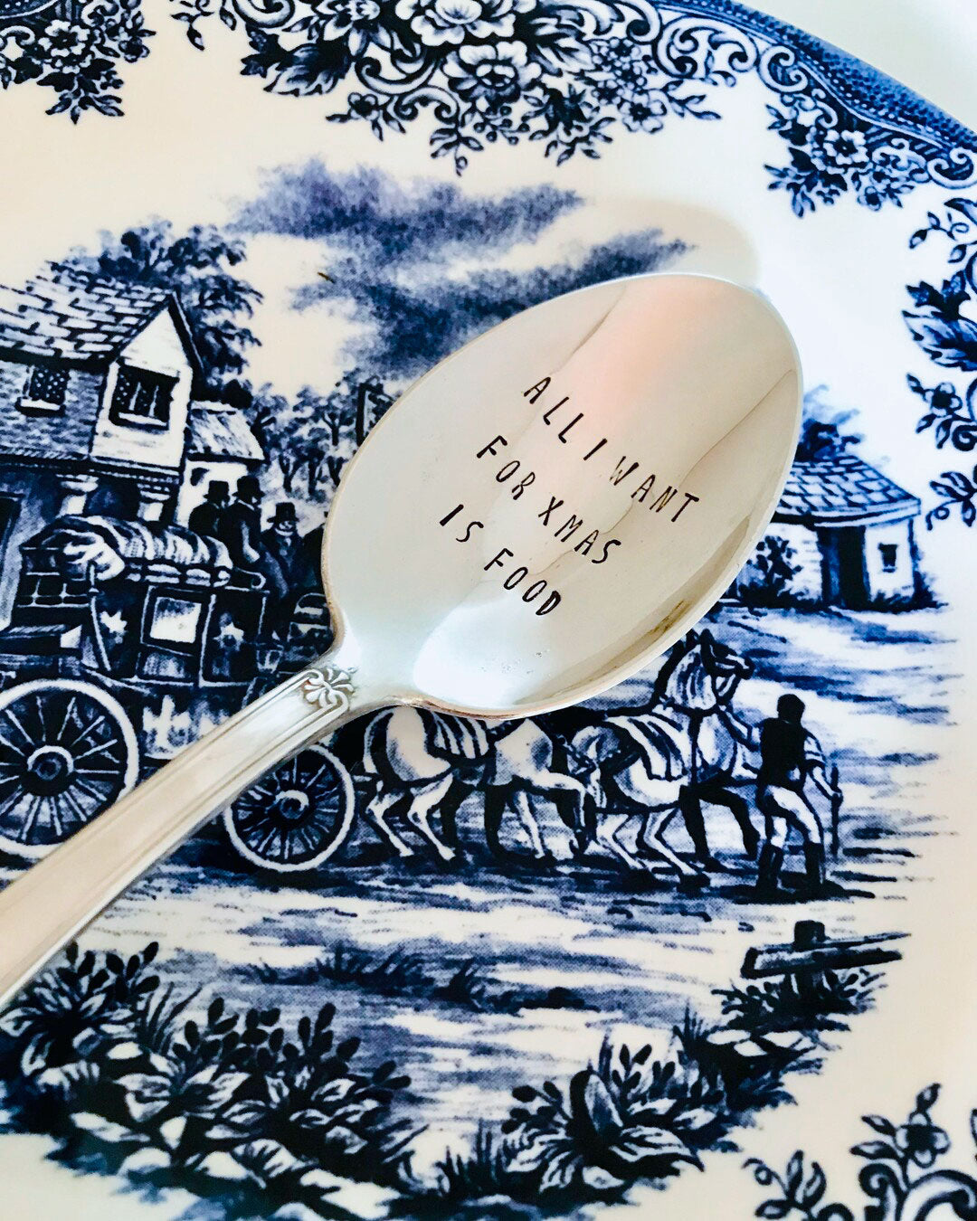 Speciale Natale - Cucchiaio d'argento vintage stampato a mano