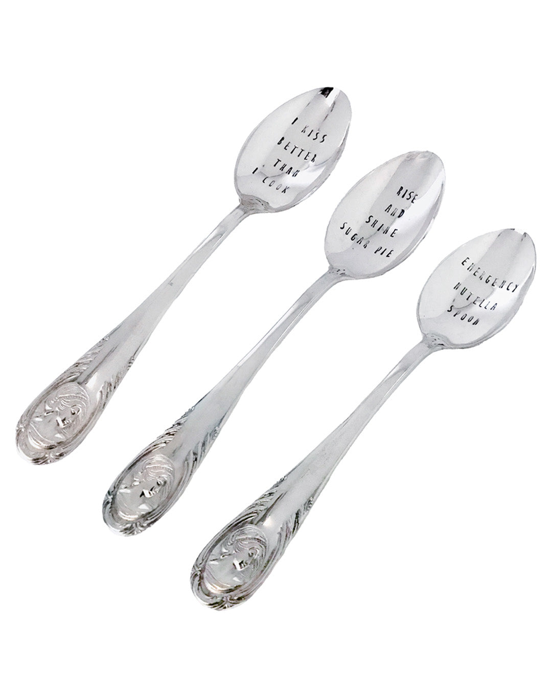 Cuillère à dessert vintage en argent estampillée à la main English MIX - Lot de 6 (-10%)