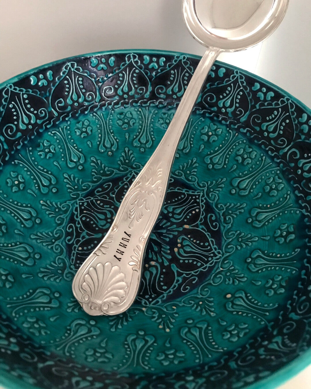 Vintage Silver Hand-stamped Ladle