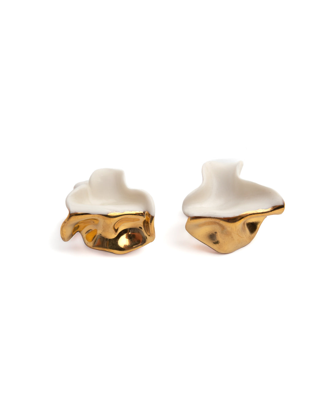 Ceramic gold earrings handmade handcrafted