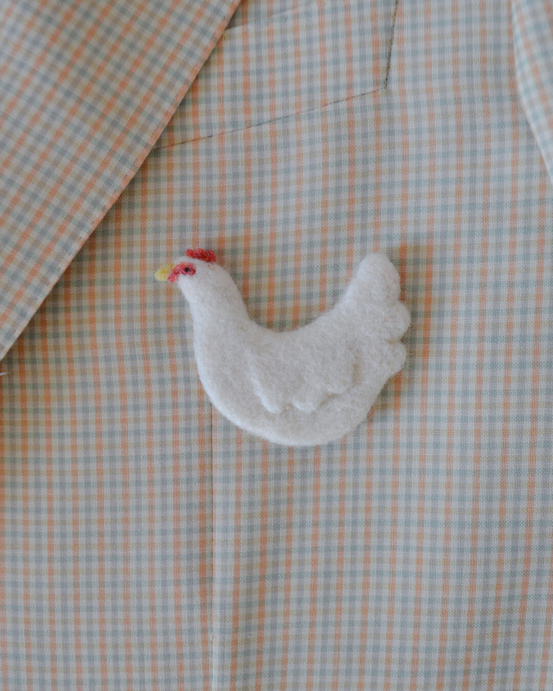 Chicken needle-felted brooch