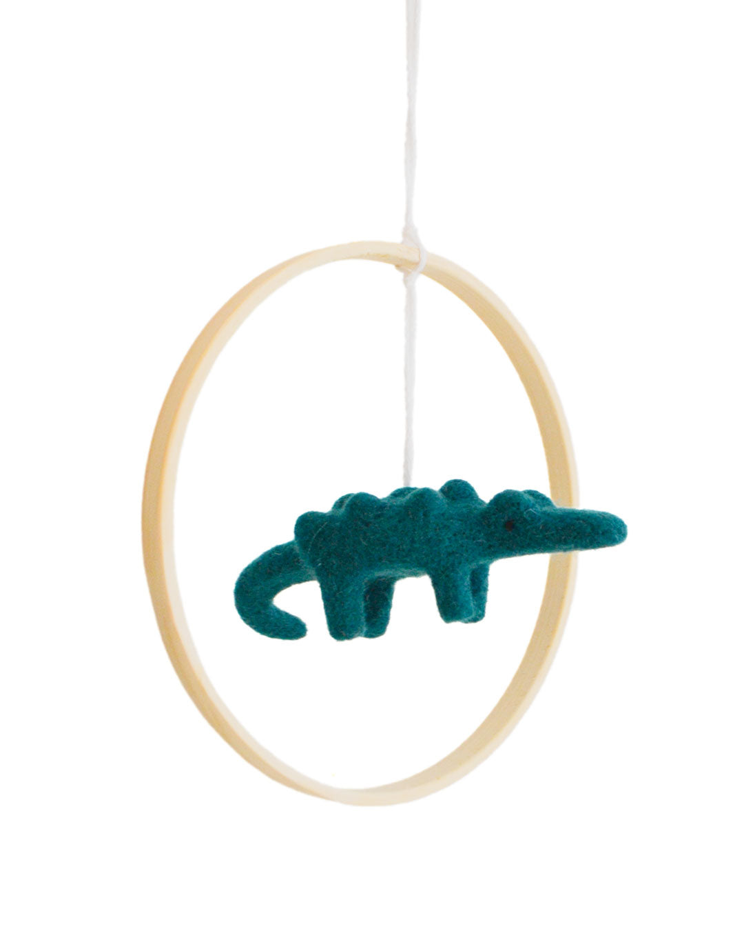 Crocodile needle-felted baby mobile