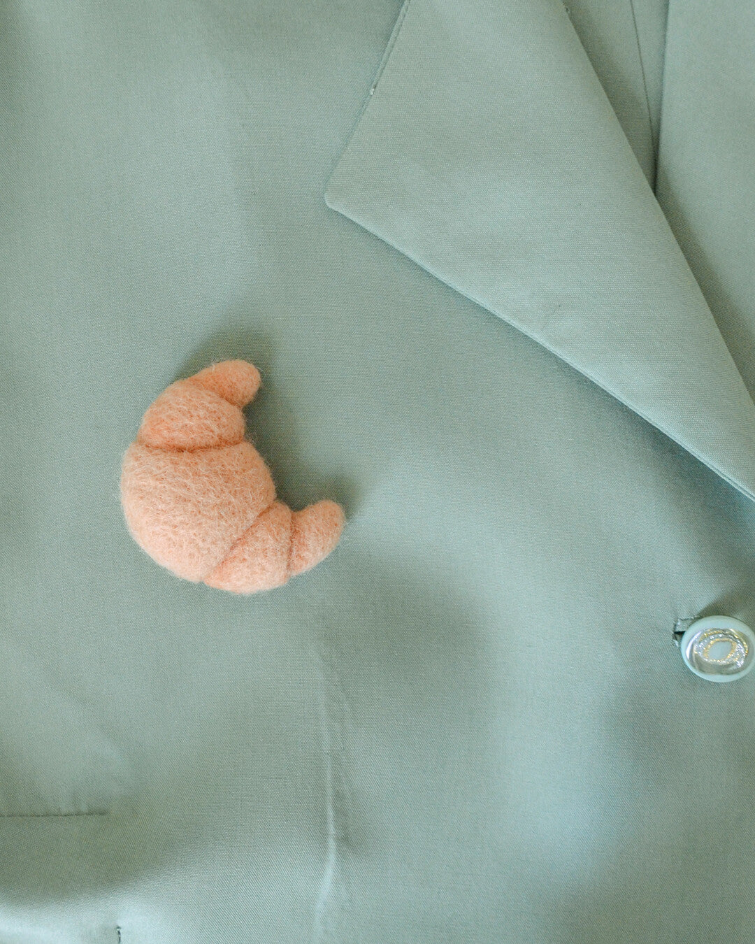 Croissant needle-felted brooch