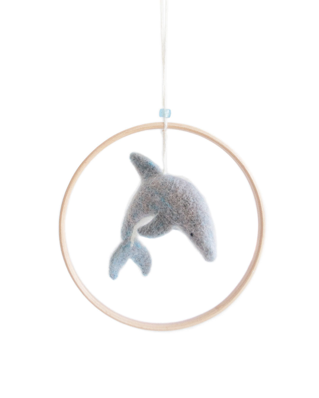 Dolphin needle-felted baby mobile
