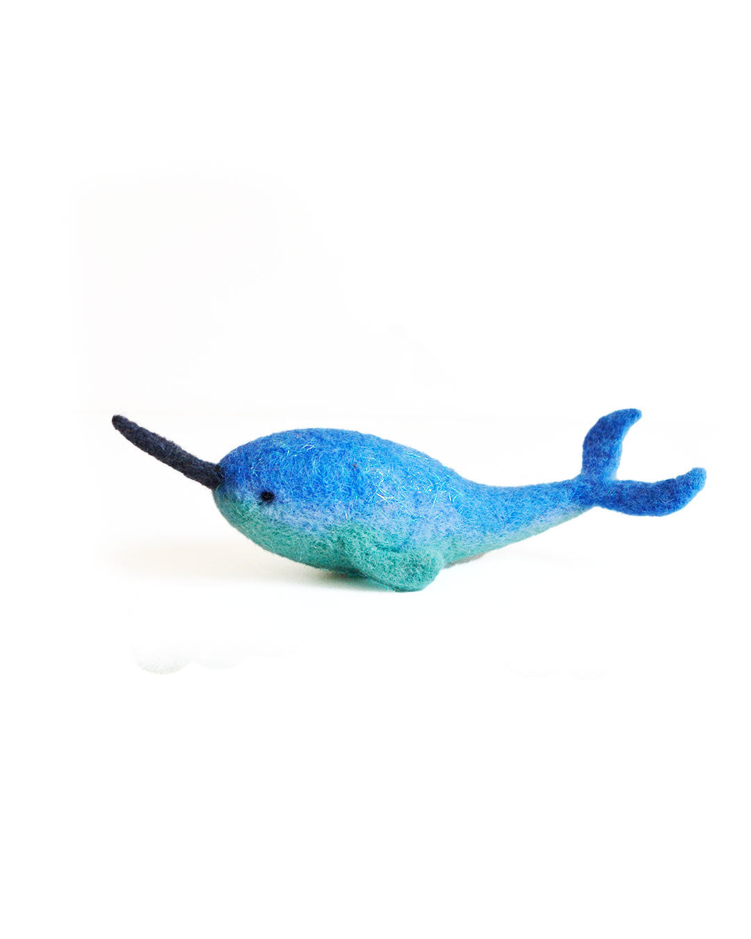 Narwhal needle-felted soft toy