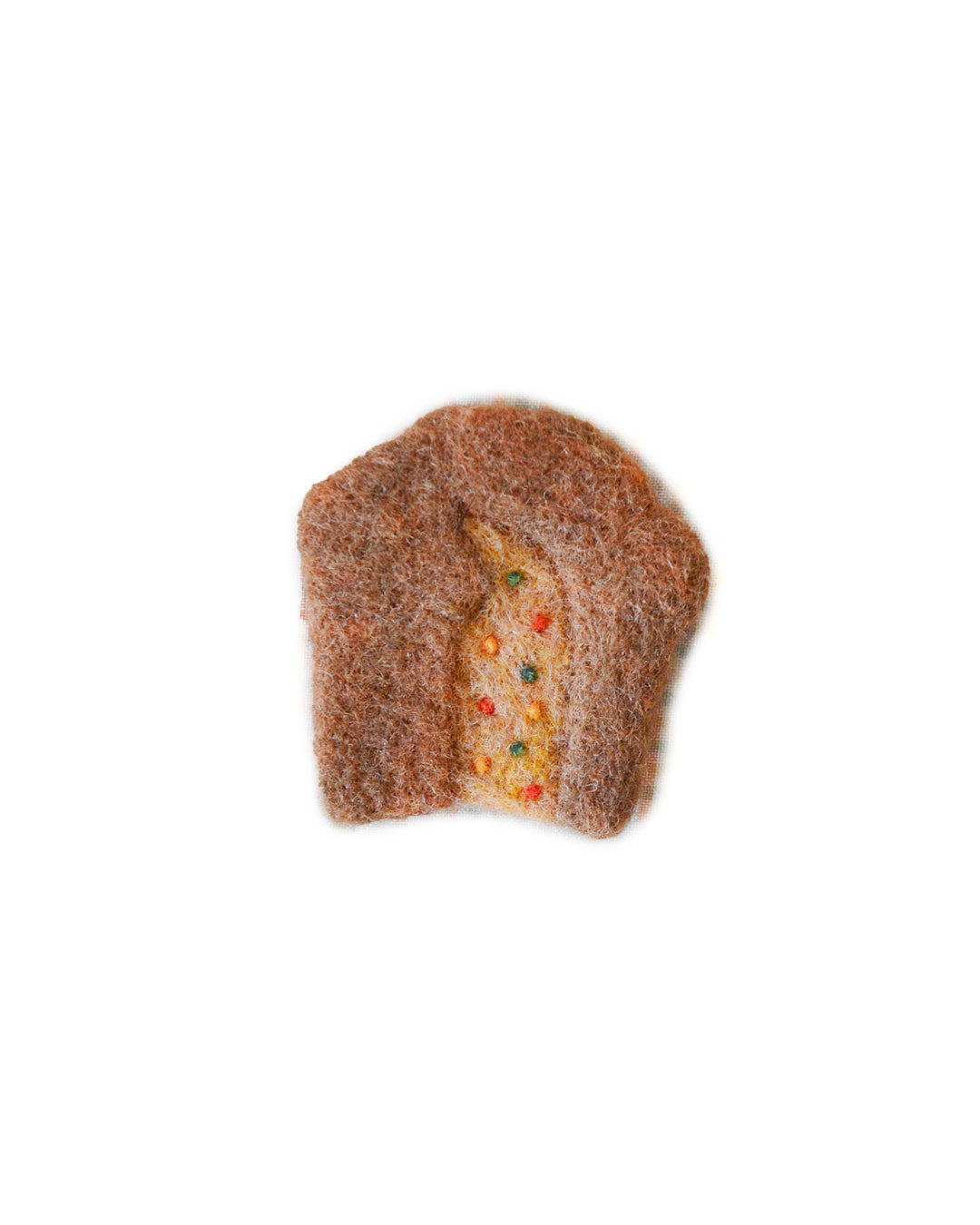 Panettone needle-felted brooch