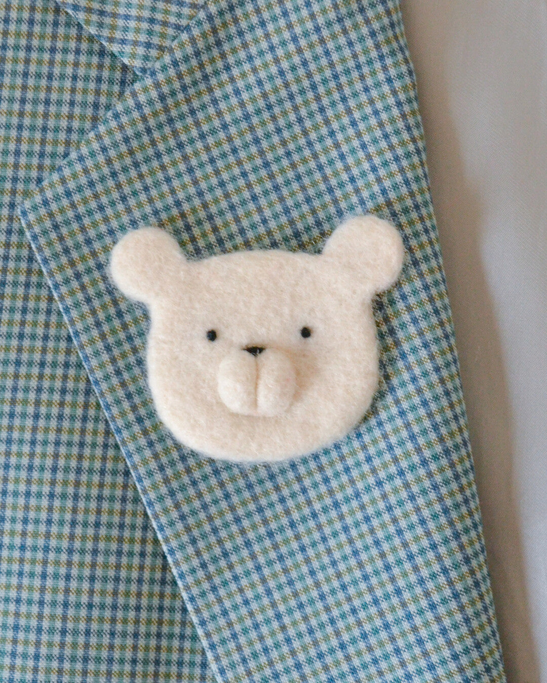 Polar bear needle felted brooch