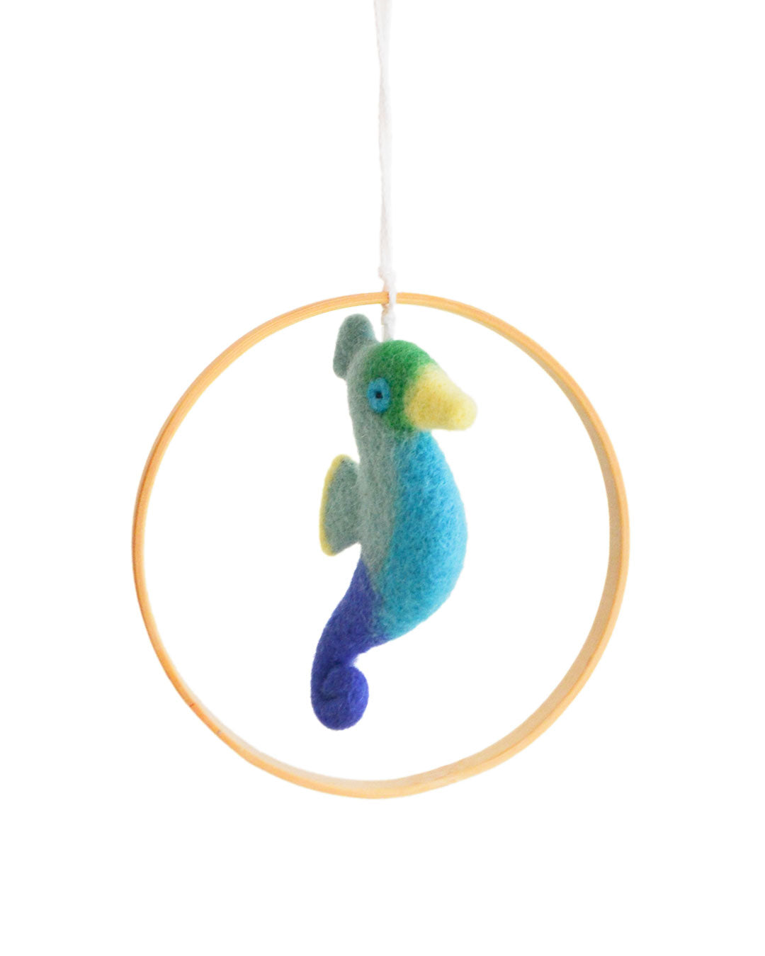 Seahorse needle-felted baby mobile