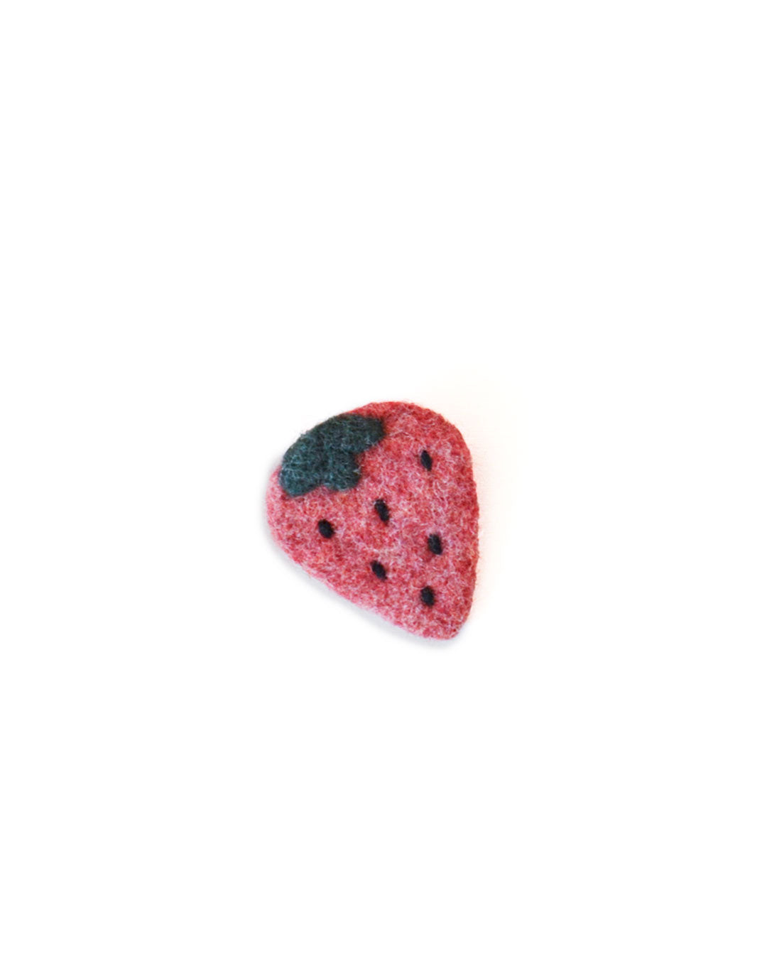 Strawberry needle-felted brooch