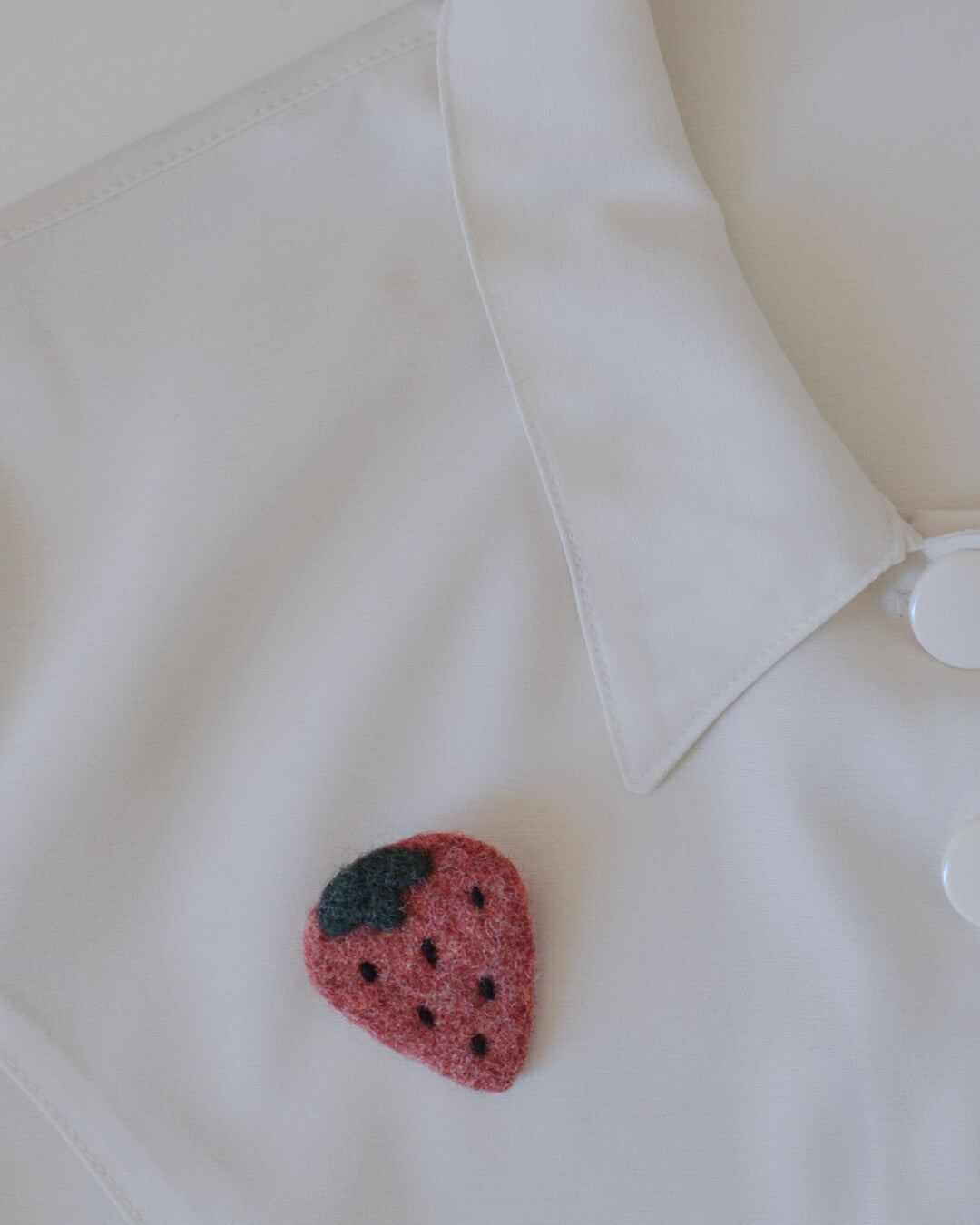 Strawberry needle-felted brooch