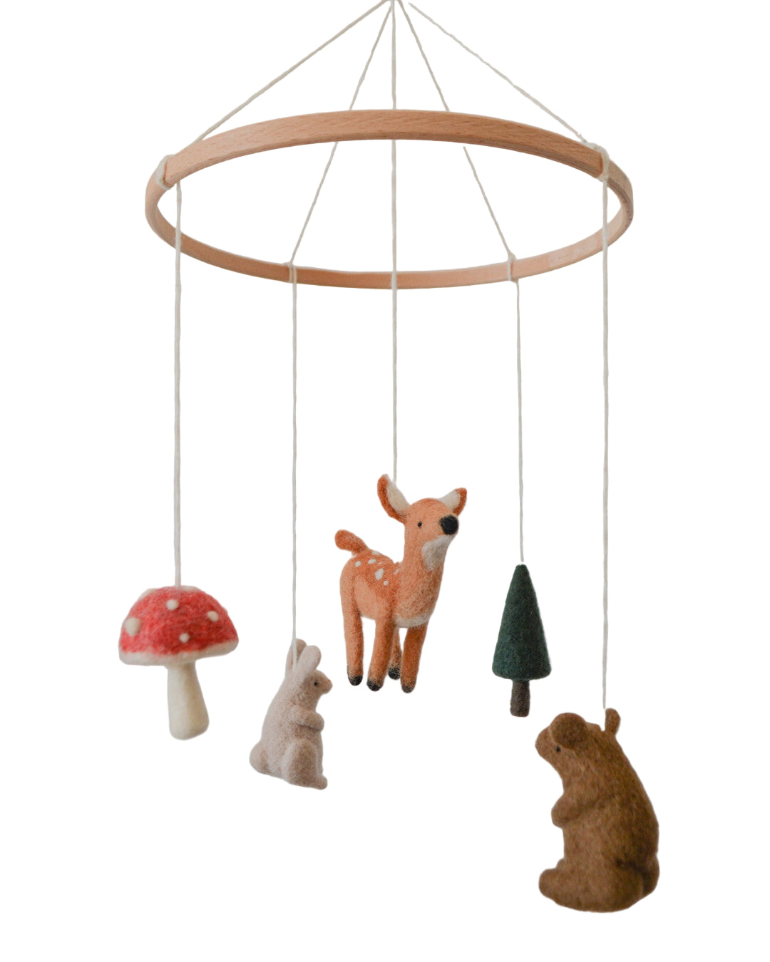 Woodland needle-felted baby mobile