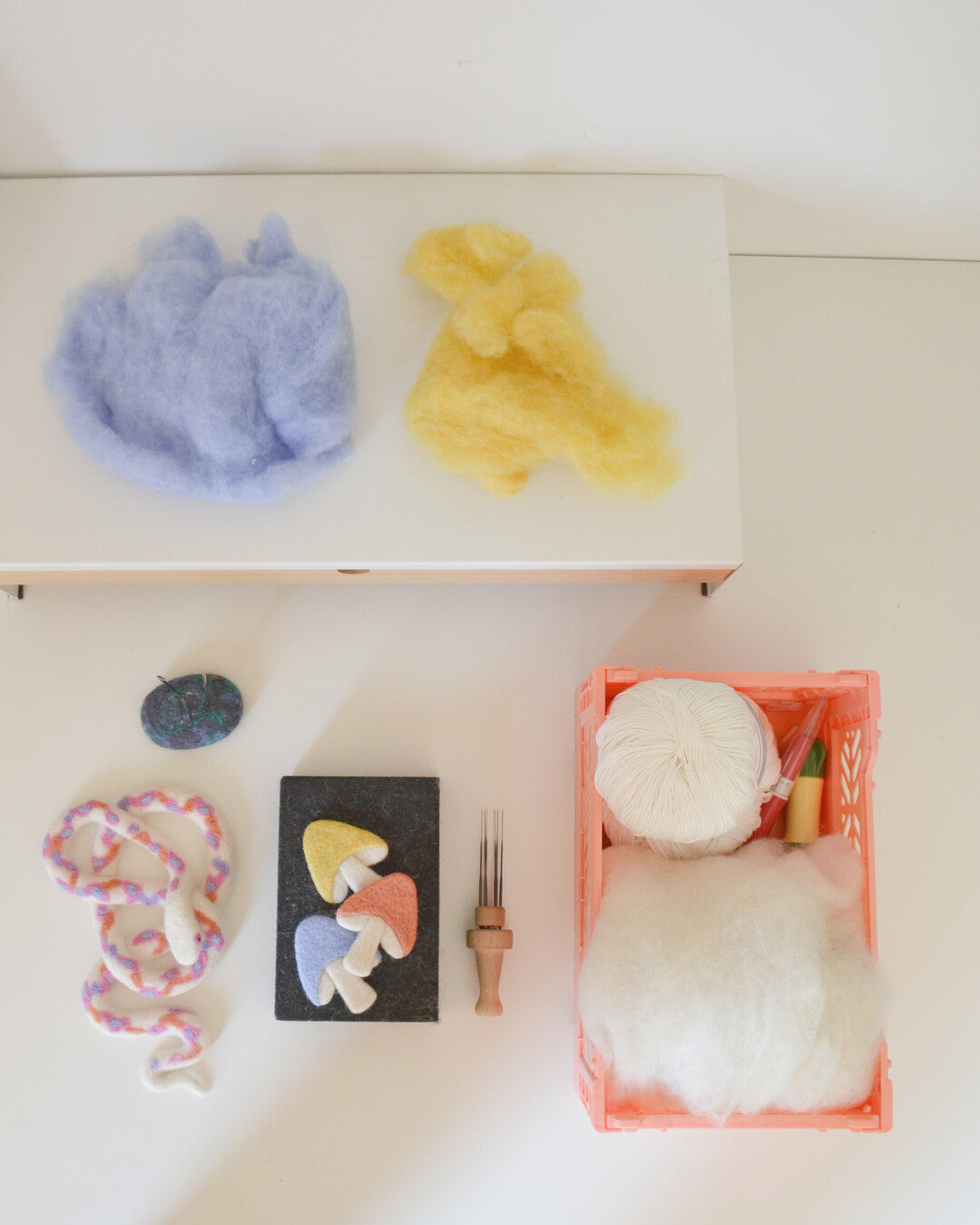 Crocodile needle-felted baby mobile