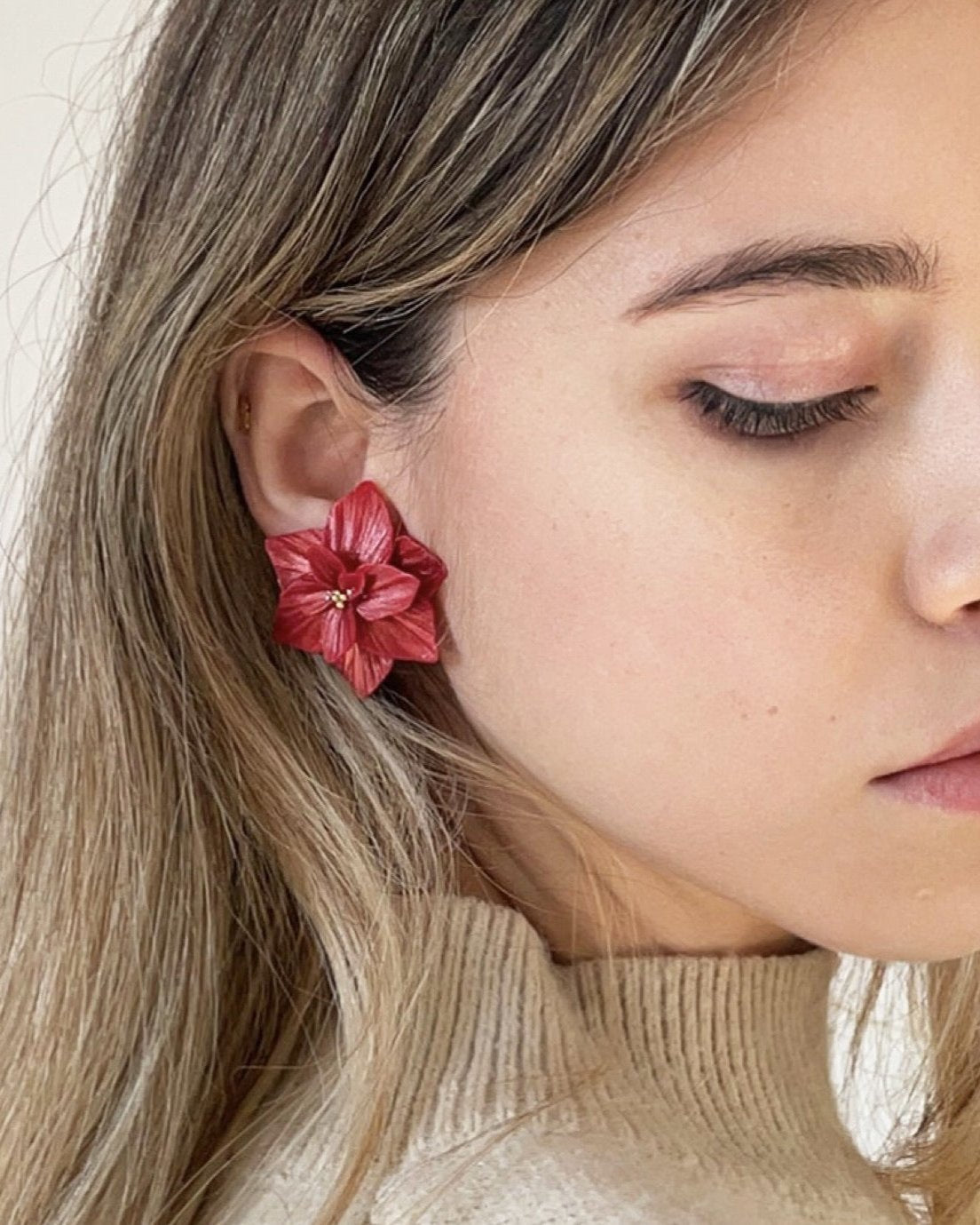 poinsettia handmade earrings - Ossimoro