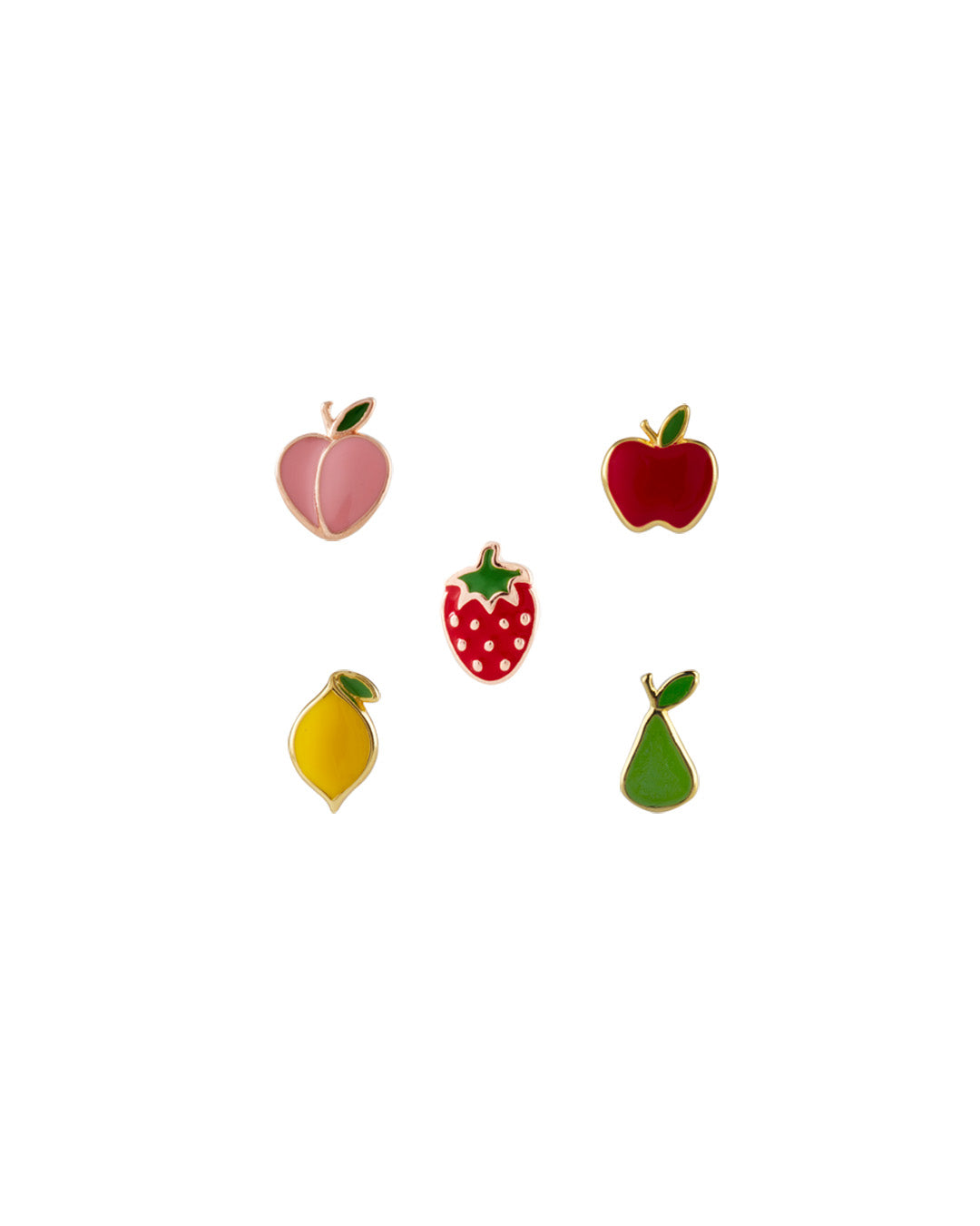 Five Fruit mini stud earrings MIX - Set of 5