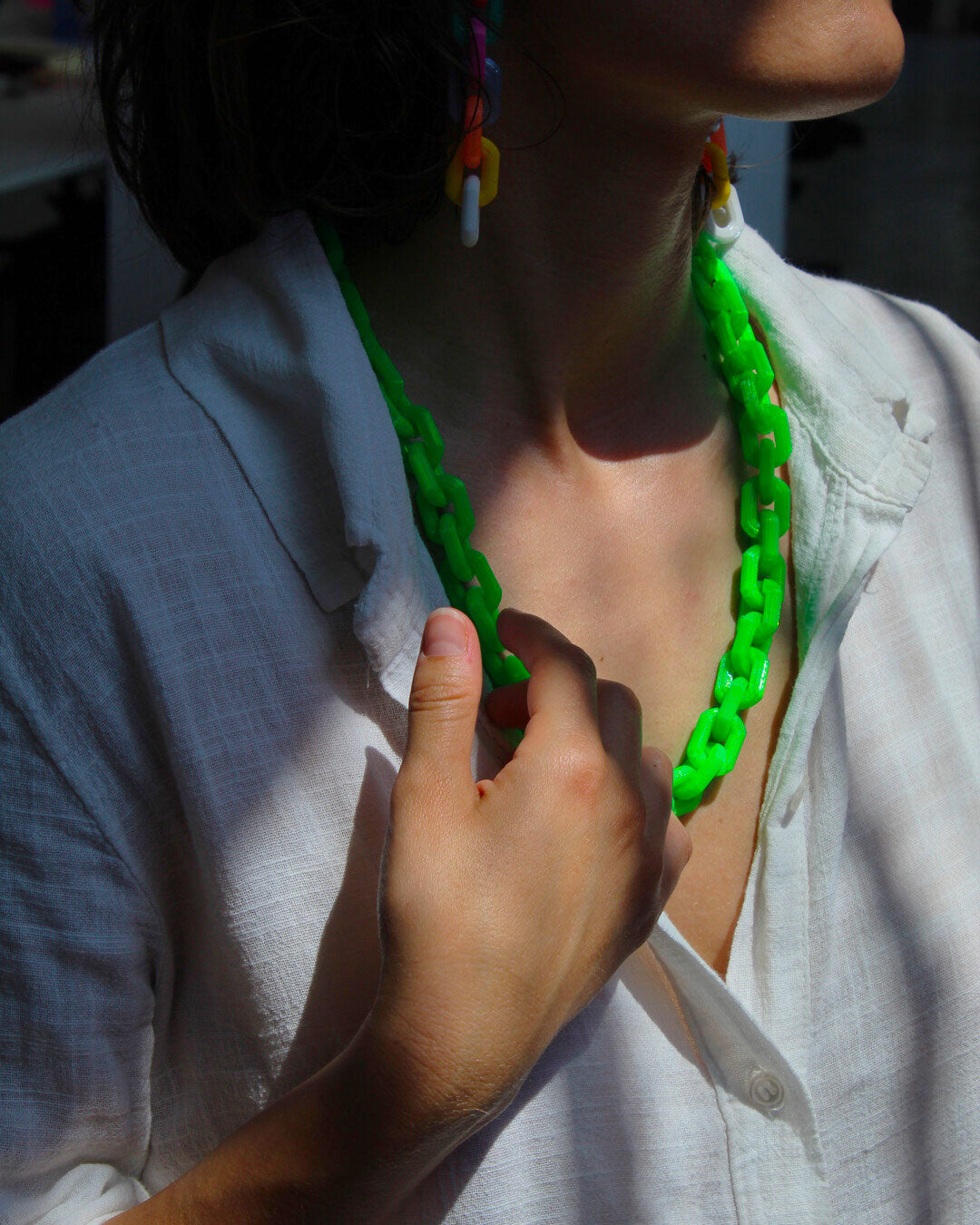 Handmade bio plastic colorful chain necklace - Rahrah