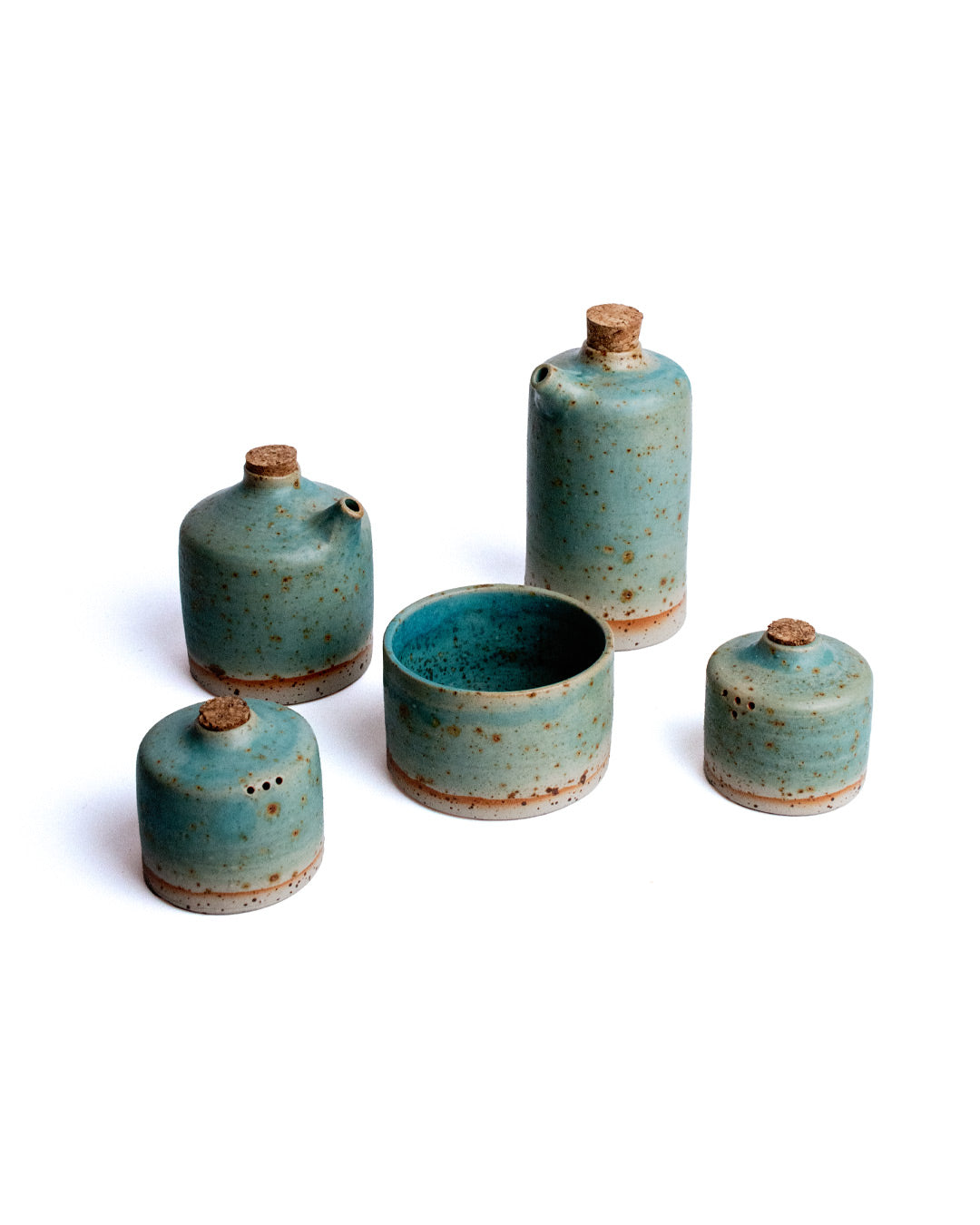 Ceramic handcrafted oil and vinegar  pinzimonio cruets